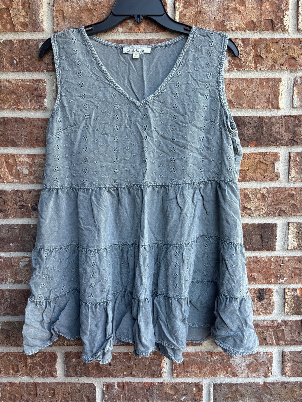 Solitaire gray boho Tiered Sleeveless Tunic